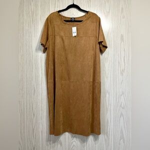 Cal Style Dress, Brown Faux Suede, A-Line Sheath, Size XL, Knee Length NWT